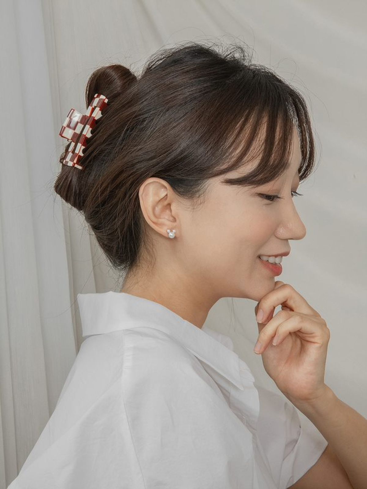 겟미블링(GETMEBLING) 하운드 투스 체크 와인 헤어핀