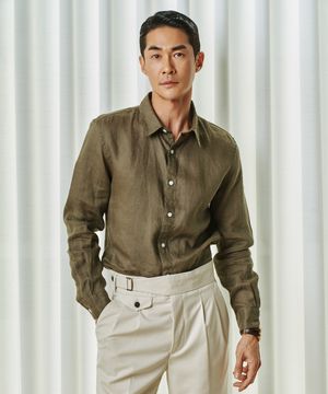 긴팔 린넨100% 클래식 셔츠_마틴그린