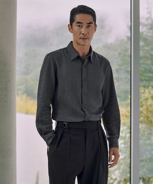 로얄헤링본 면100 셔츠_그레이