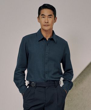 로얄헤링본 면100 셔츠_터키블루