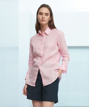 긴팔 린넨100% 클래식 셔츠_라이트핑크