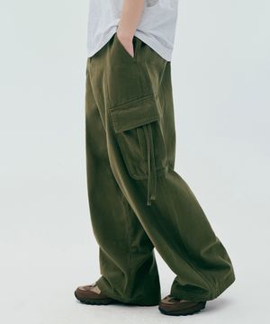 엑스트라와이드핏 카고 코튼팬츠_카키