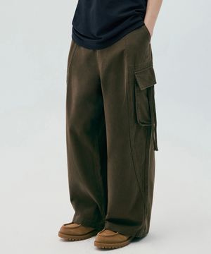 엑스트라와이드핏 카고 코튼팬츠_브라운