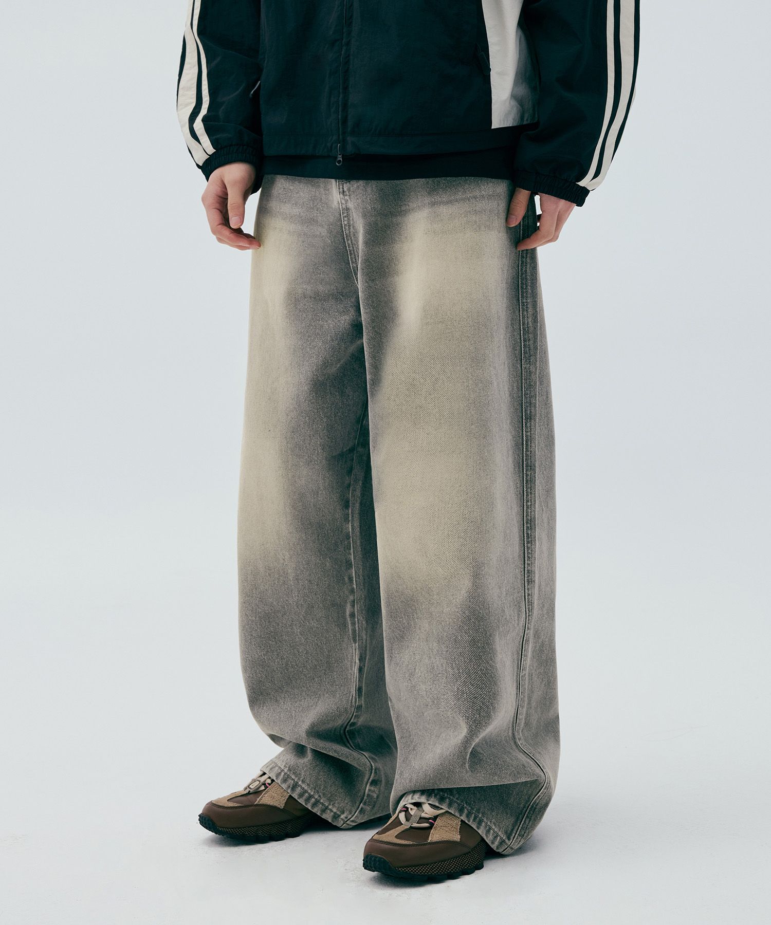 ボトムスその他 codegraphy Extra wide super exhaust fit mud denim pants ligh MUSINSA公式 | Codegraphy Extra wide super exhaust fit mud