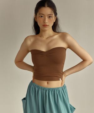 Pintuck Tube Top (Brown)