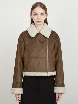 스웨이드 집업 무스탕 자켓_AWUJKO41030_BR