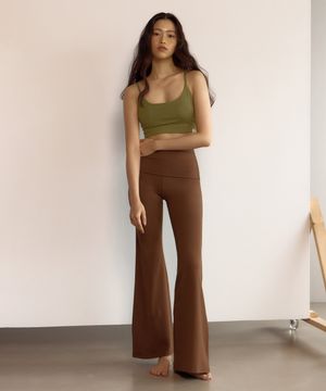 High Waist Bootcut Pants (Brown)
