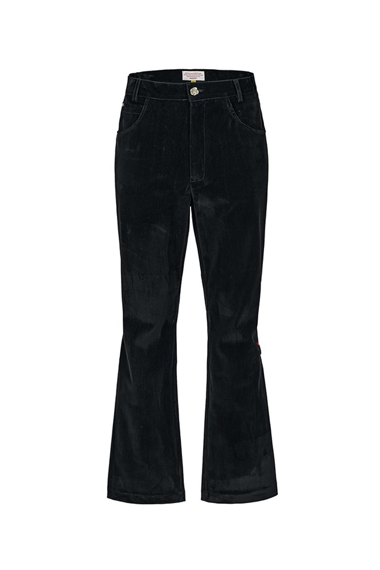 Velvet Denim Flared-fit Pants(BLACK)