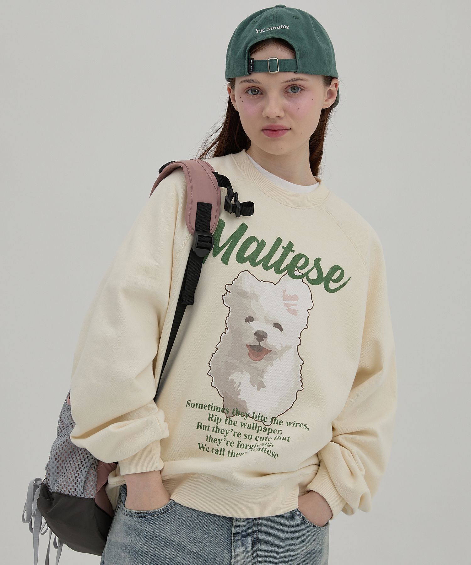 MUSINSA | WAI KEI Maltese Cloud Raglan Man to Man Ivory
