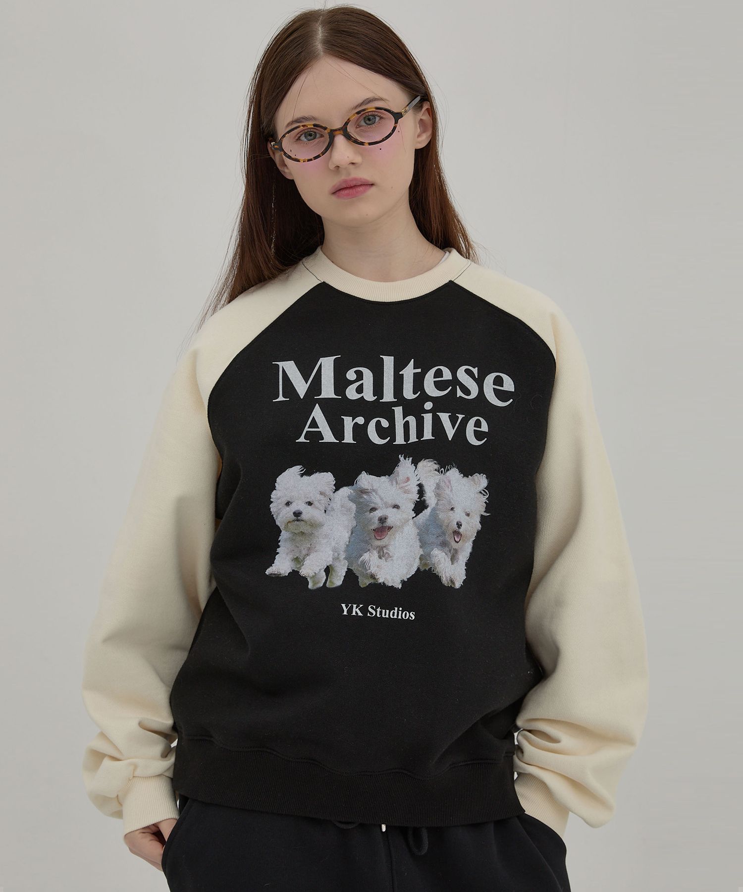 【Wai Kei】 Oil Painting Maltese Raglan Man to Man /追跡付 MUSINSA | WAI KEI Maltese Archive Raglan Man to Man Black