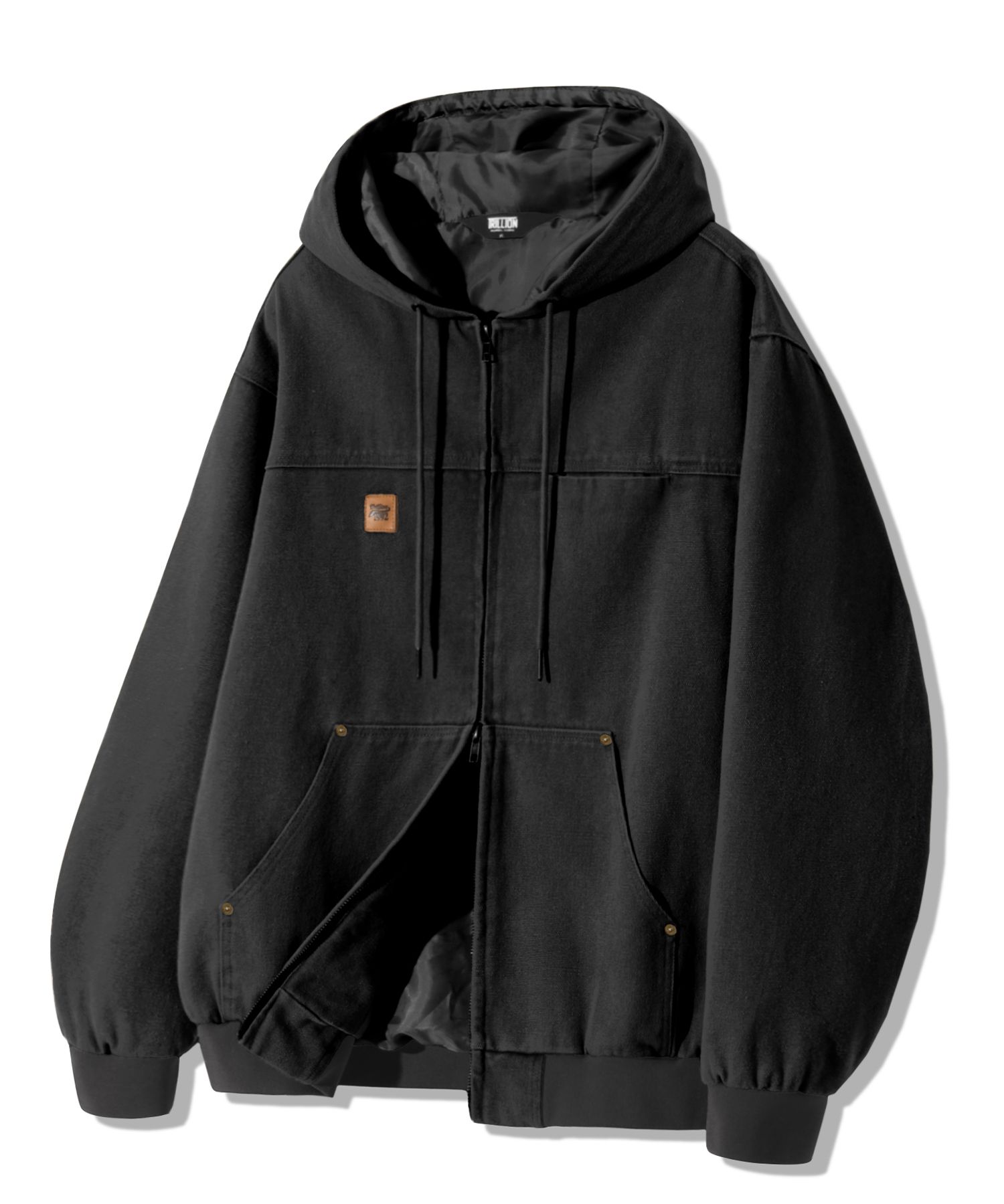 2WAY SWEAT ZIP-UP HOODIE (BLACK)