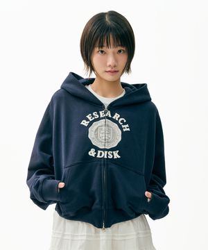 Research Signet Applique Hood Zip-Up Navy