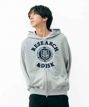 Research Signet Applique Hood Zip-Up M.Gray