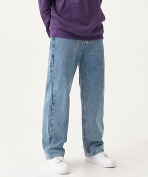 데일리 세미 롱 와이드 데님 팬츠 (라이트블루)