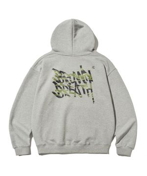 TIGER CAMO TAG HOODIE - MELANGE GREY