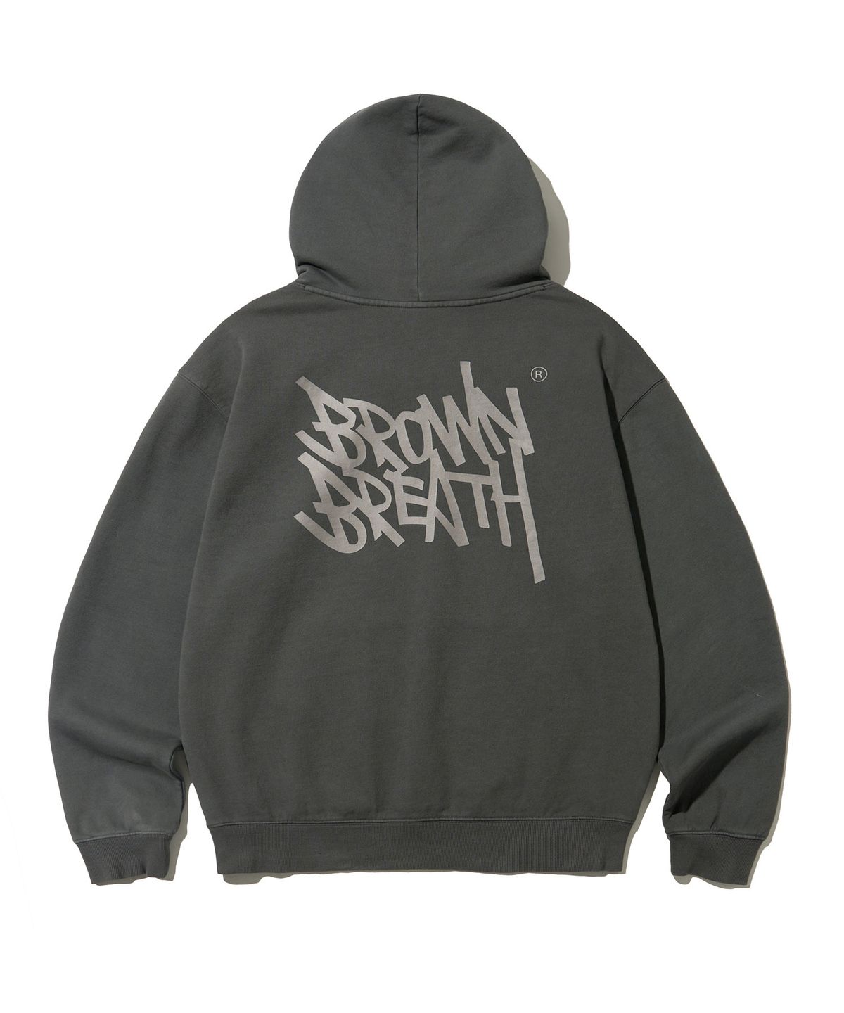 브라운브레스(BROWNBREATH) PIGMENT TAG HOODIE - CHARCOAL