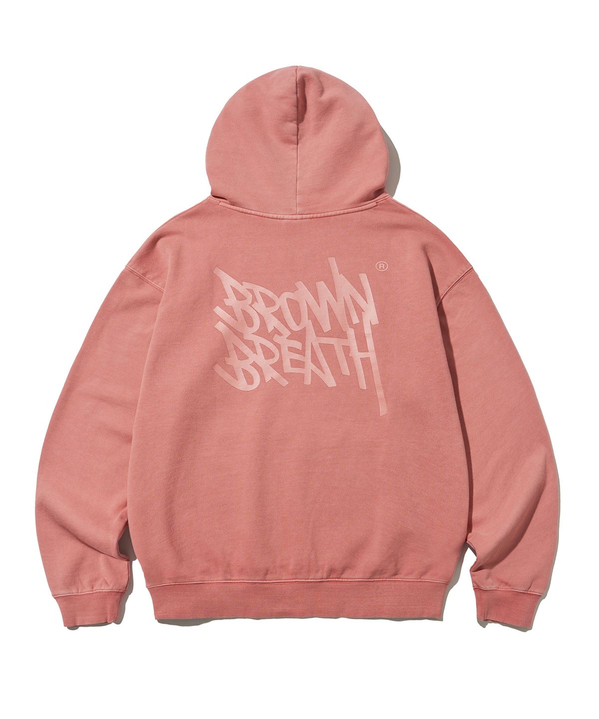 브라운브레스(BROWNBREATH) PIGMENT TAG HOODIE - INDY PINK