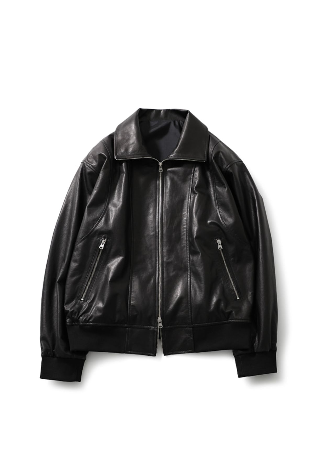 홀리선(HORLISUN) Capital Leather Zip up Jacket Black