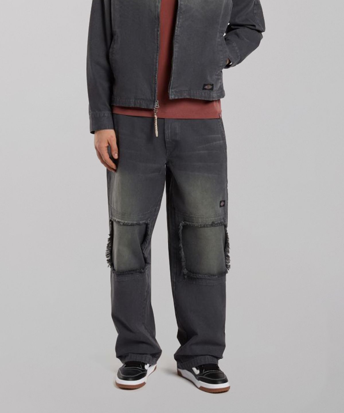 디키즈(DICKIES) 워시드 스네이크 더블니 팬츠 Black
