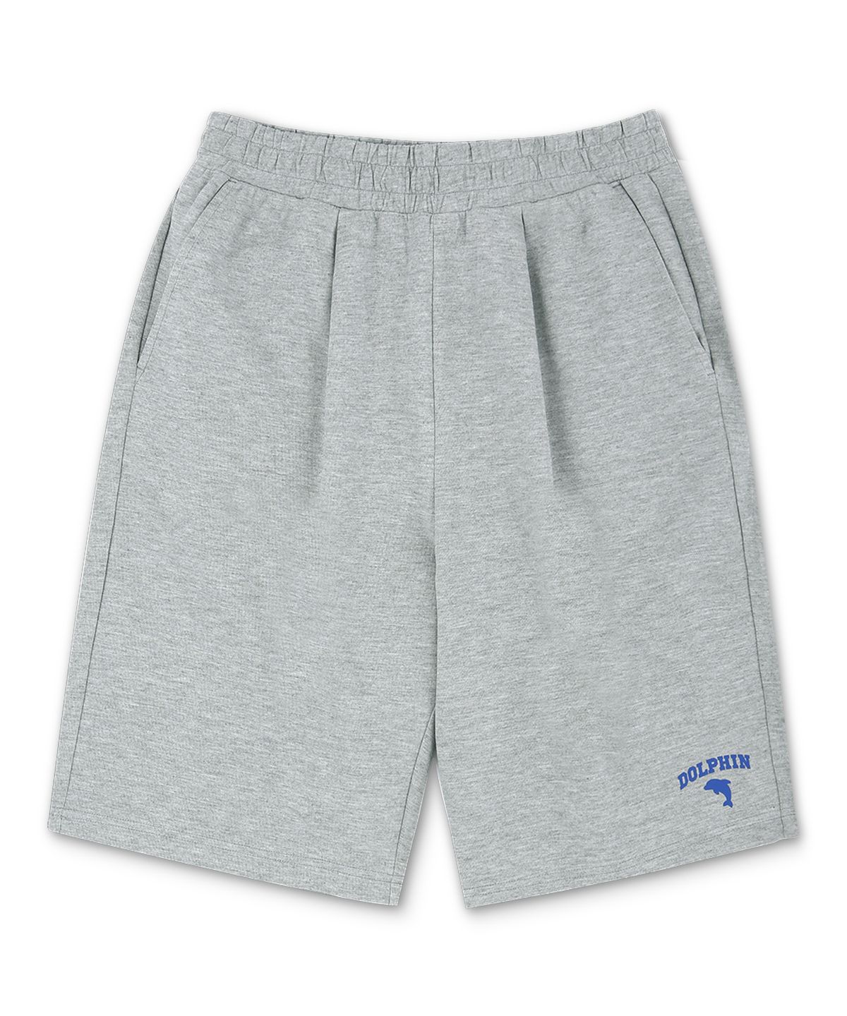 돌핀웨이브어패럴(DOLPHIN WAVE APPAREL) 돌핀 아치로고 실리콘프린트 원턱 스웨트 쇼츠 멜란지그레이