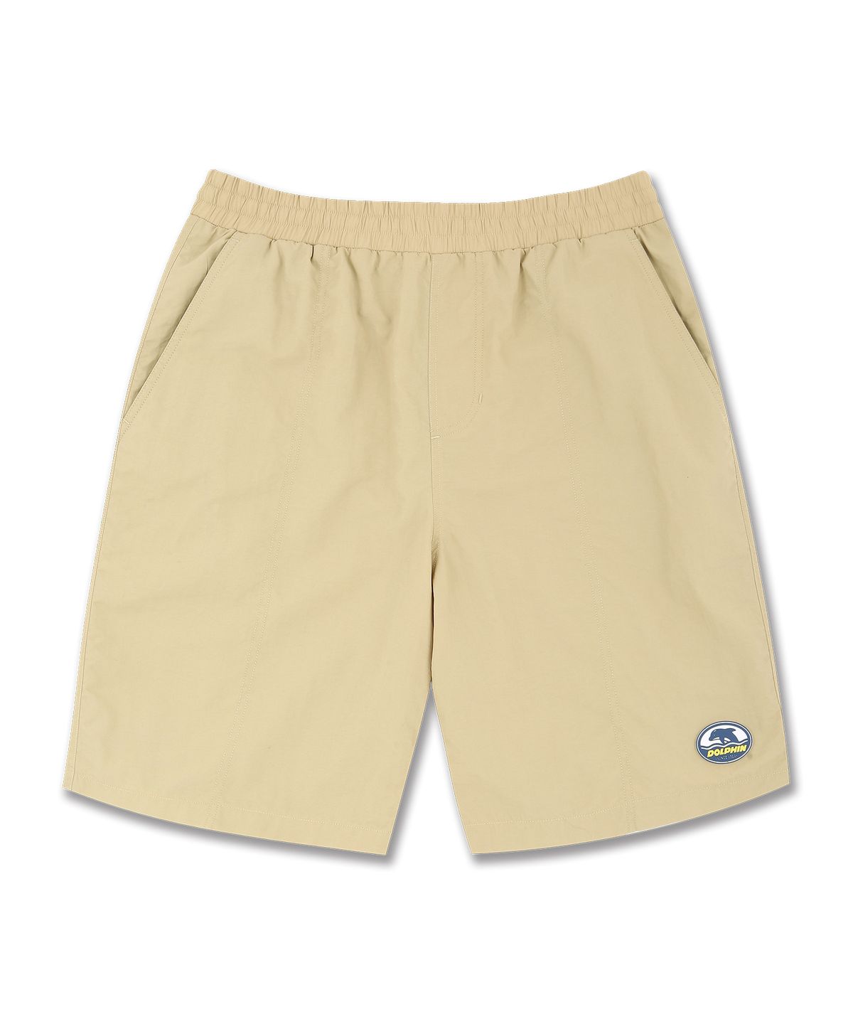 돌핀웨이브어패럴(DOLPHIN WAVE APPAREL) 돌핀 실리콘와펜 루즈핏 타슬란 반바지 베이지