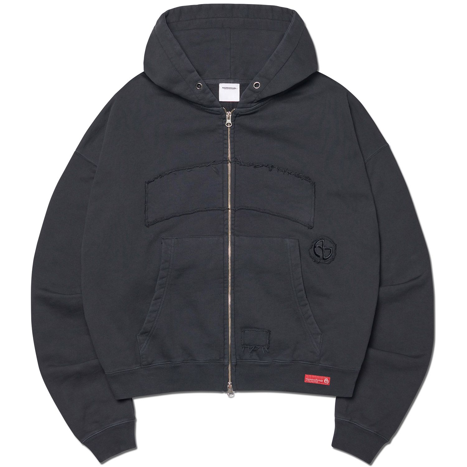 MUSINSA | NOMANUAL NM x MP HOODED ZIP-UP - WASHED BLACK
