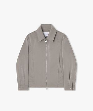 [25SS] LLS25502 그레이 오버핏 사선 절개 숏 가죽자켓