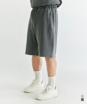 [빅사이즈]스템프 가먼트다잉 스웨트 버뮤다 팬츠