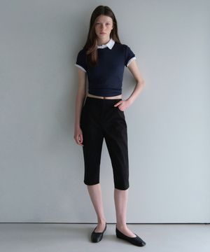 우먼즈 코튼 카프리 팬츠 [블랙]