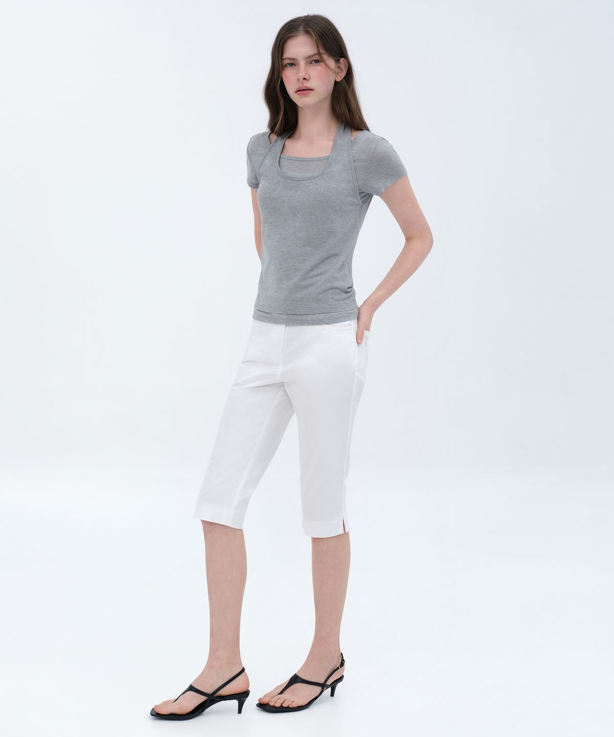무신사 스탠다드 우먼(MUSINSA STANDARD WOMAN) 우먼즈 코튼 카프리 팬츠 [화이트]
