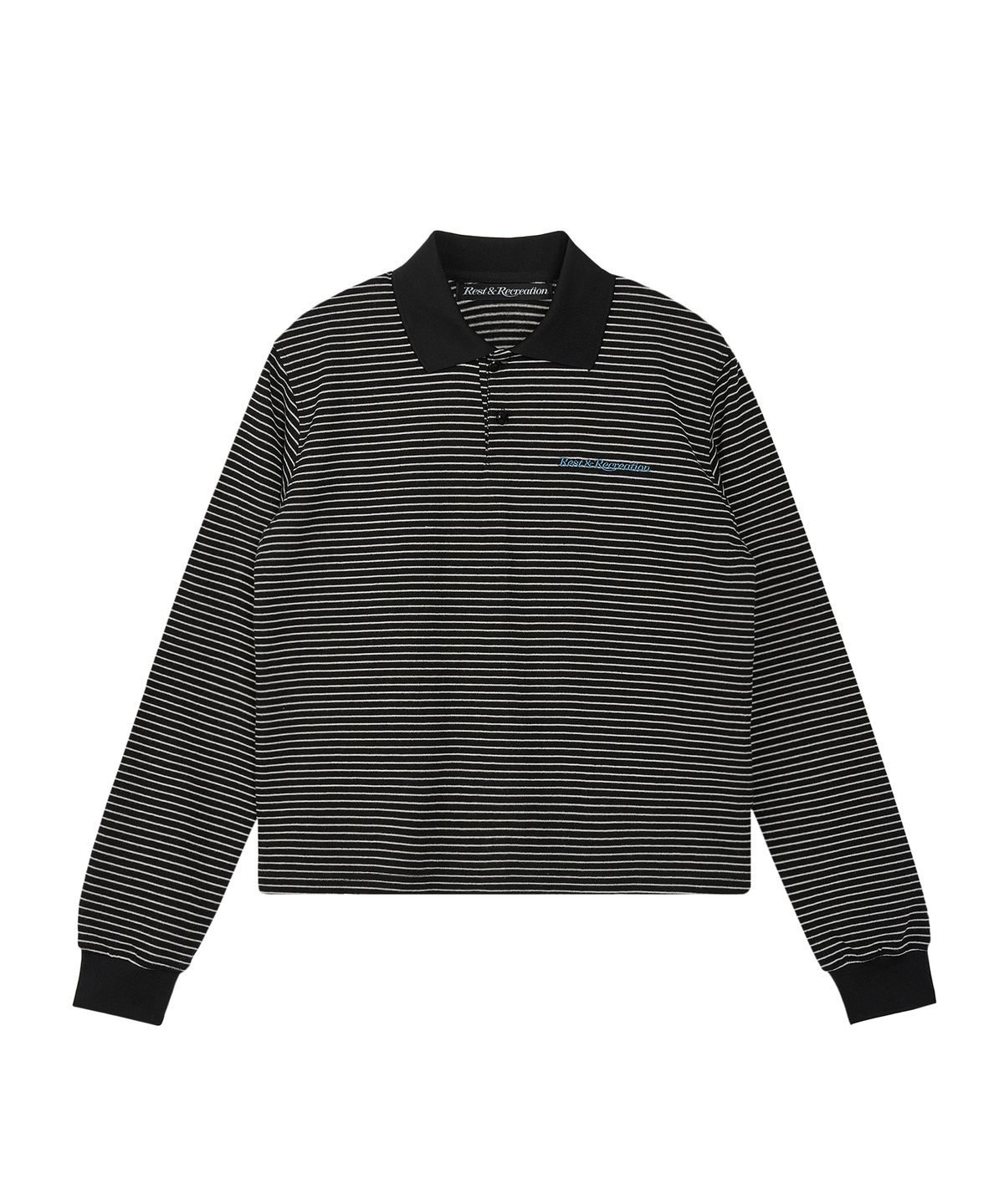 레스트앤레크레이션(REST&RECREATION) STRIPE PK T-SHIRT - BLACK