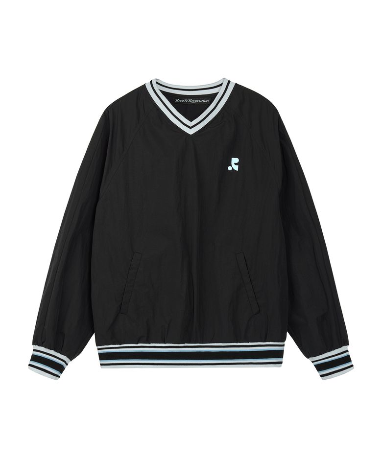V-NECK WIND SHIRT - BLACK