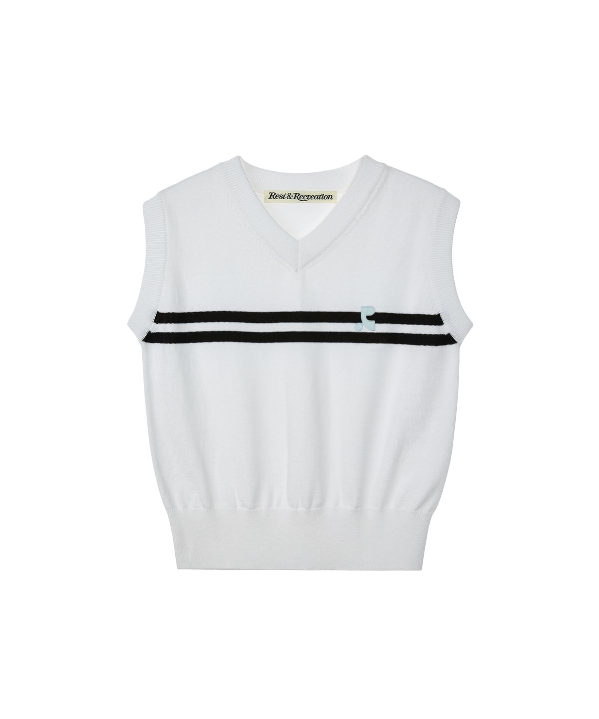 레스트앤레크레이션(REST&RECREATION) DOUBLE LINE KNIT VEST - IVORY