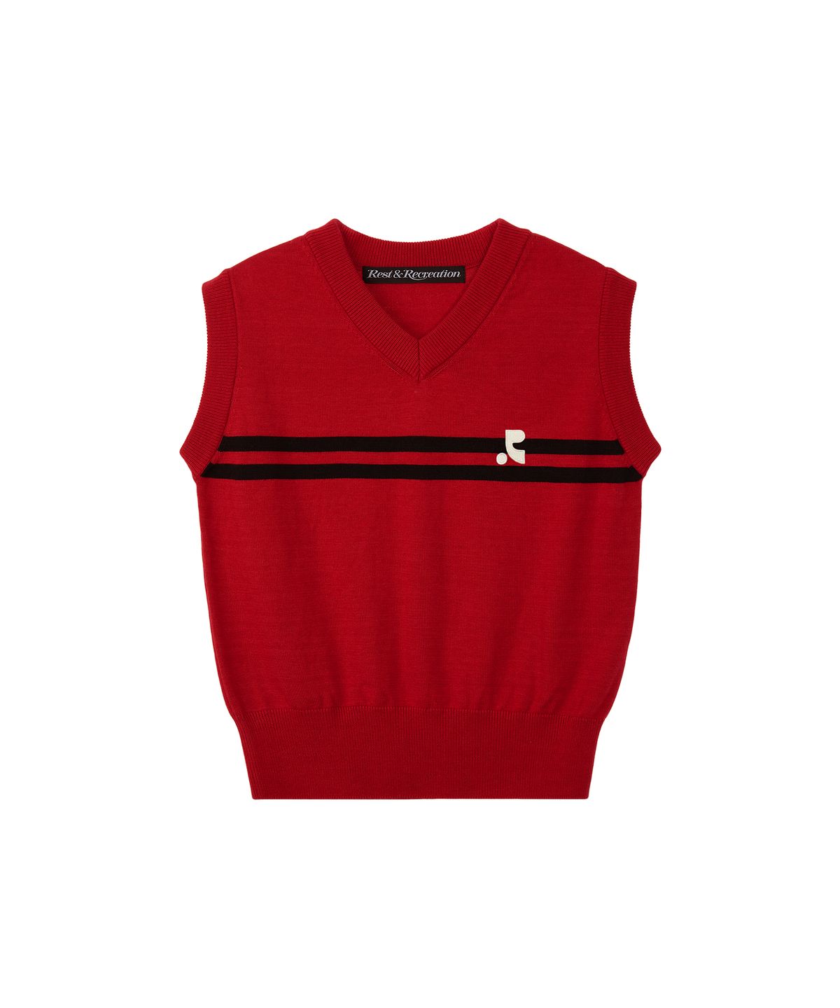 레스트앤레크레이션(REST&RECREATION) DOUBLE LINE KNIT VEST - RED