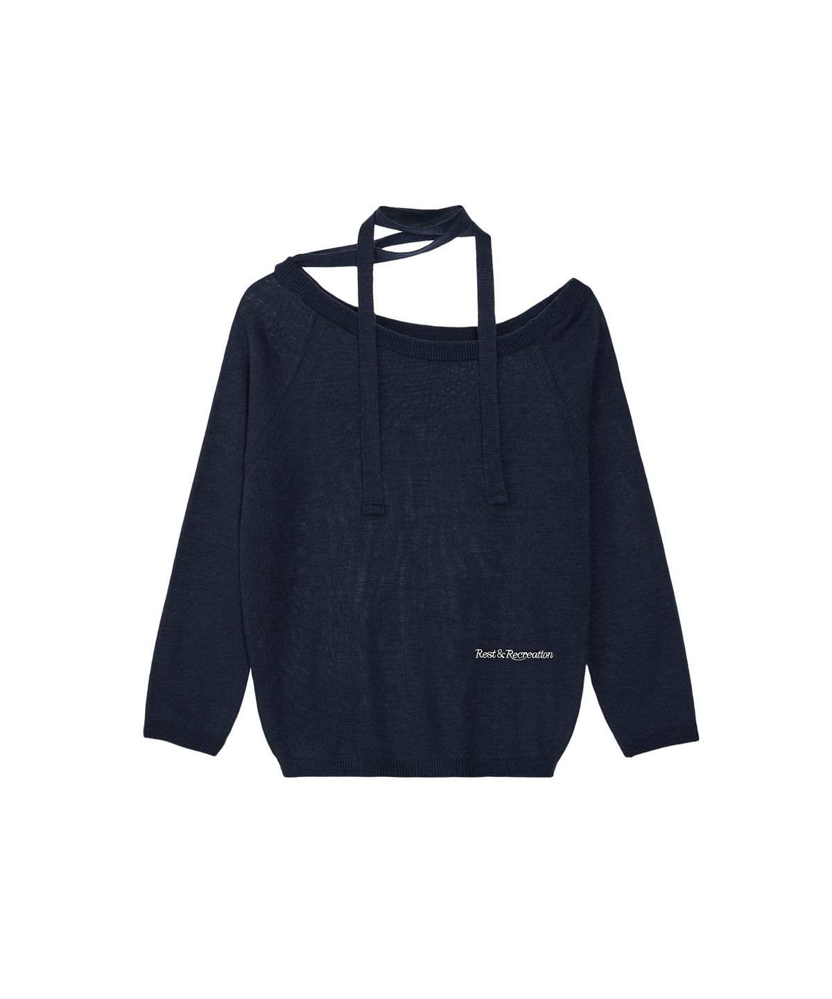 레스트앤레크레이션(REST&RECREATION) ONE-SHOULDER KNIT TOP - NAVY