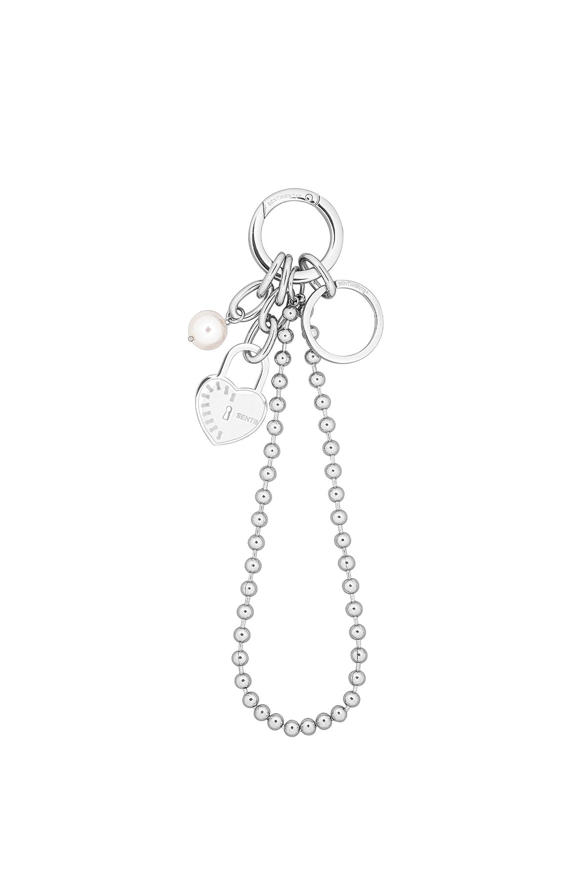 센티멍(SENTIMENTS) NO.576 [SILVER] HEART LOCK BALL CHAIN LAYERED KEY RING