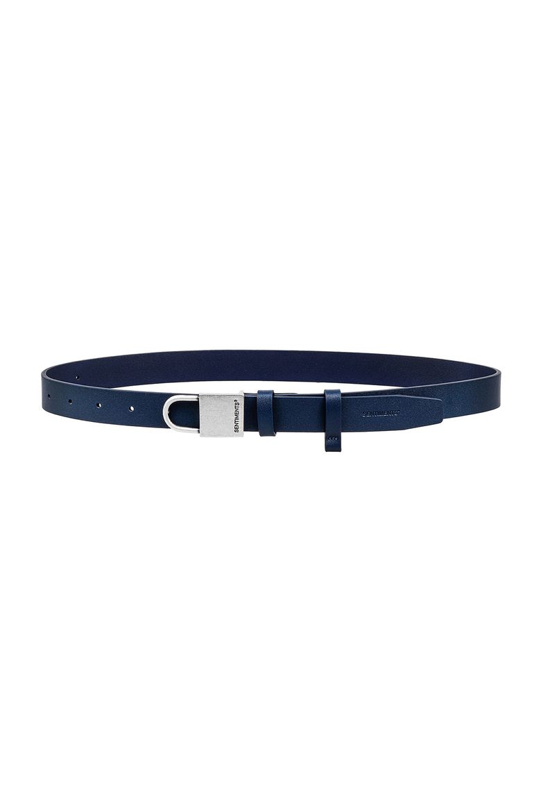 NO.579 [NAVY] SILVER LOCK BUCKLE LEATHER BELT