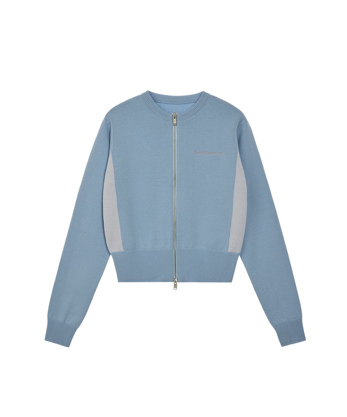 레스트앤레크레이션(REST&RECREATION) ROUND NECK KNIT ZIP-UP - SKY BLUE