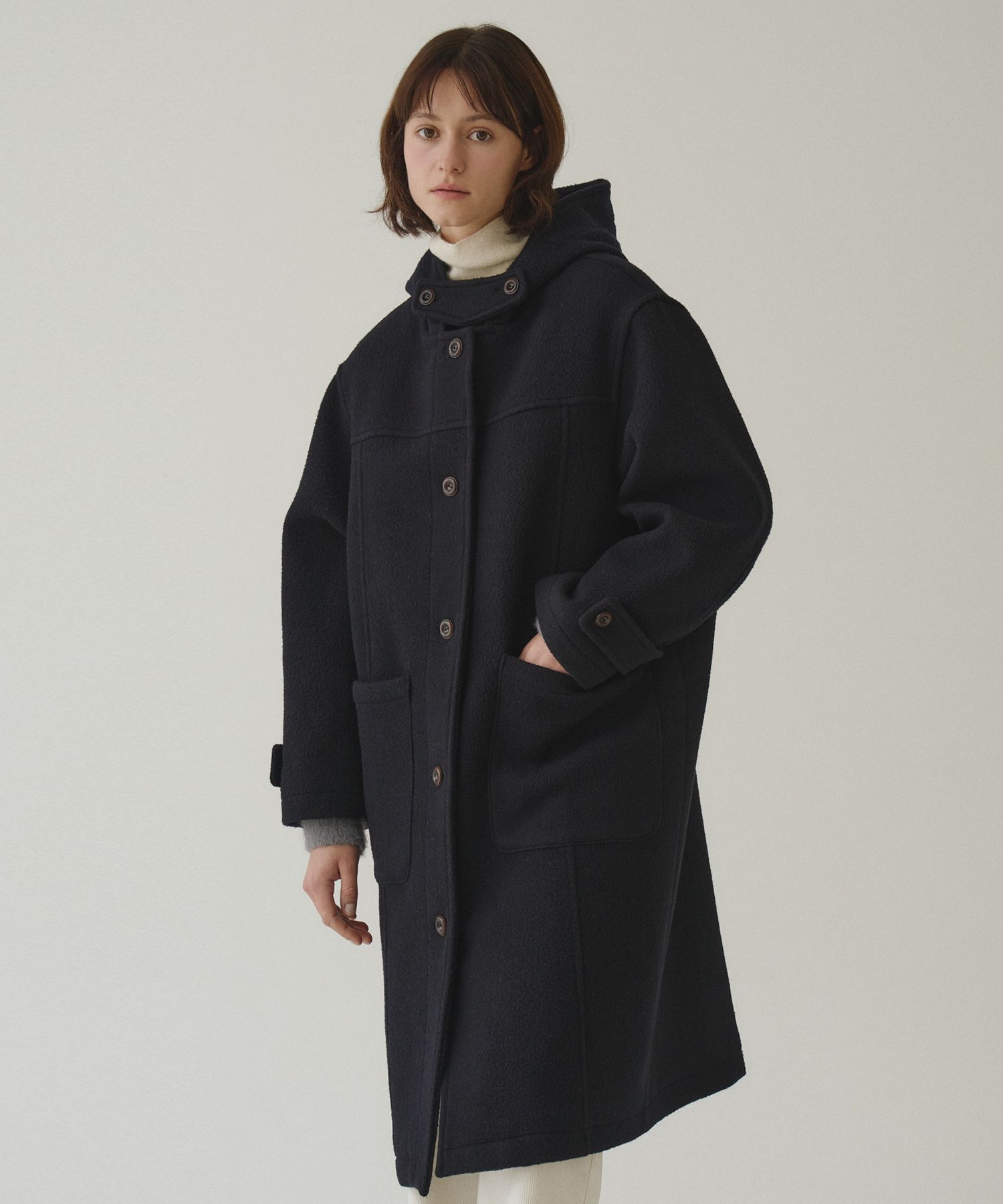 Teddy Hood Long Coat_Navy