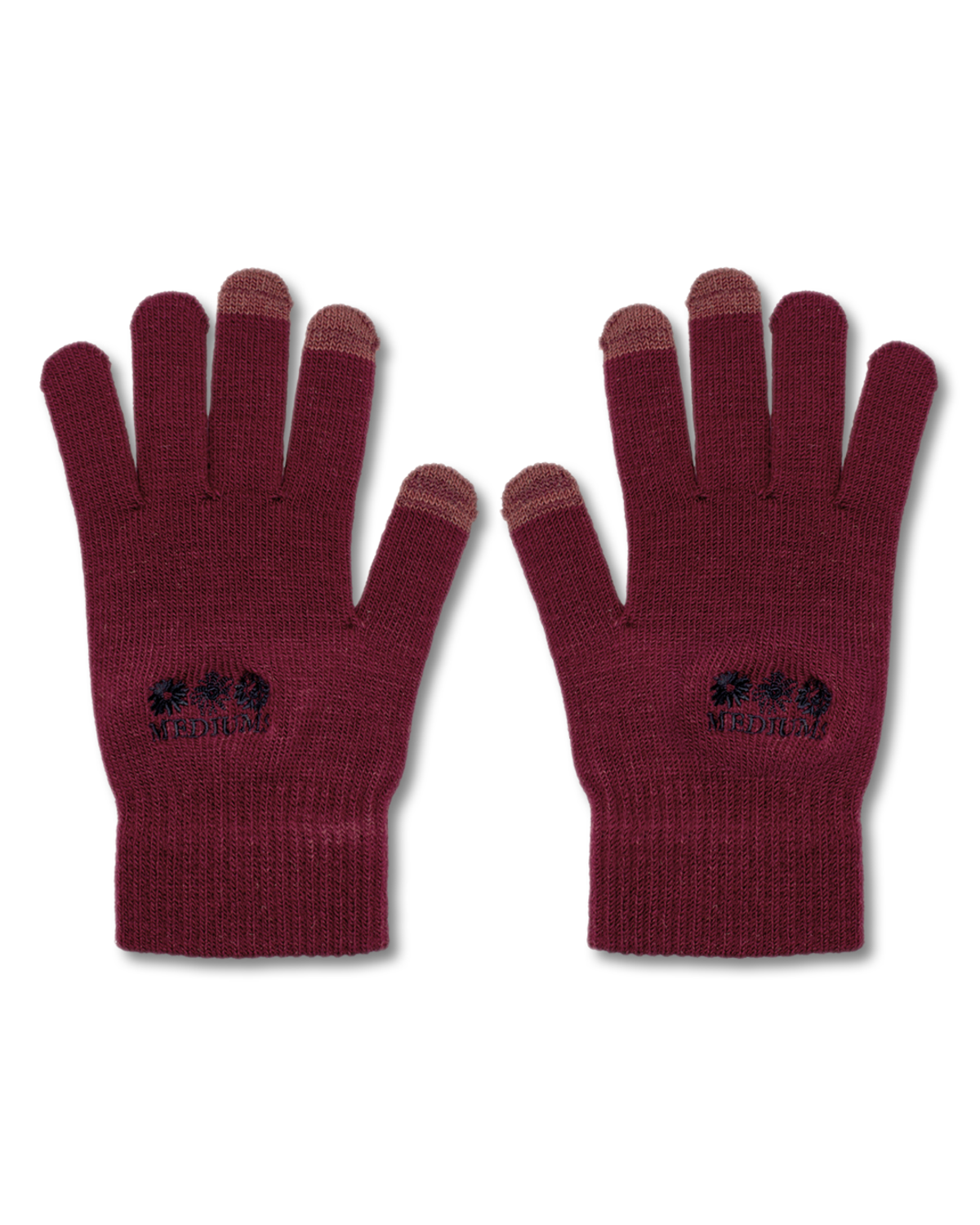 미디엄스(MEDIUMS) Sunflower Logo Gloves - Burgundy (해바라기 로고 장갑)