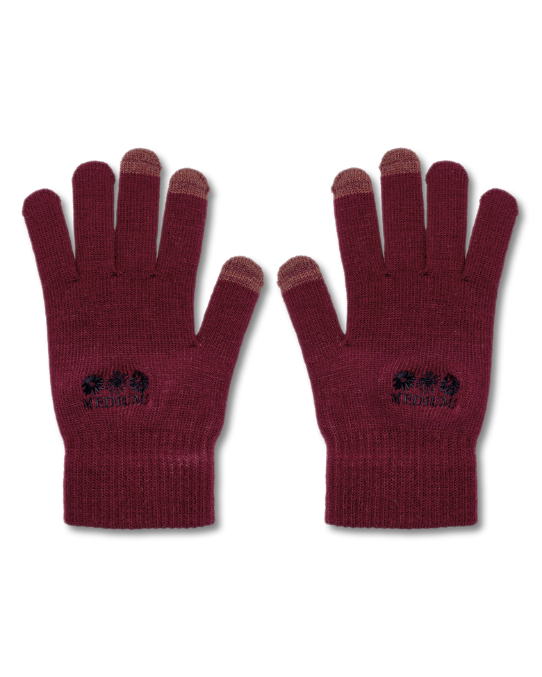 Sunflower Logo Gloves - Burgundy (해바라기 로고 장갑)
