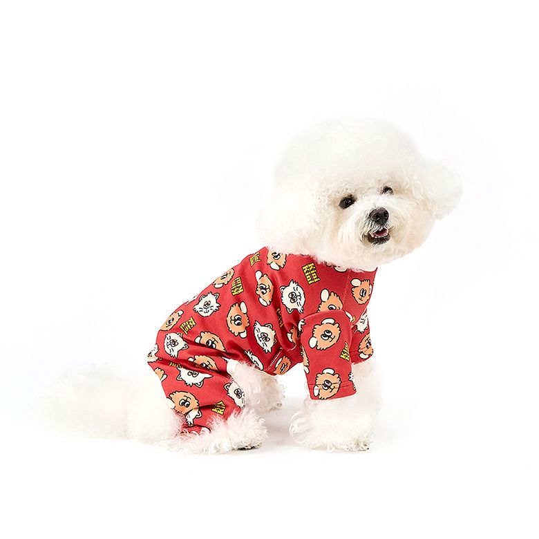 LEKI AND LENI FACE PATTERN ALL IN ONE-RED(올인원)