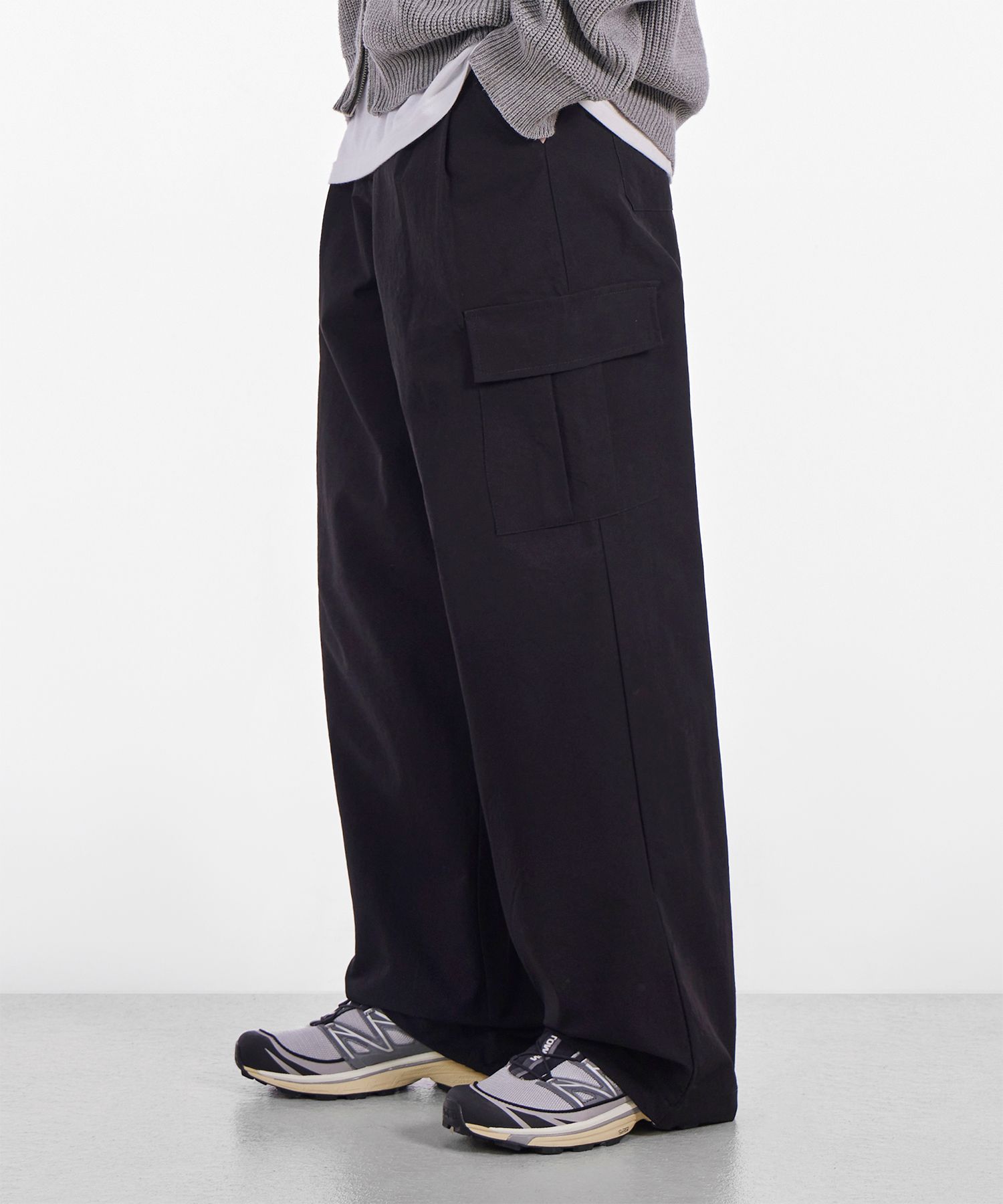 MUSINSA | GLW Waterproof Wide Cargo Pants Black