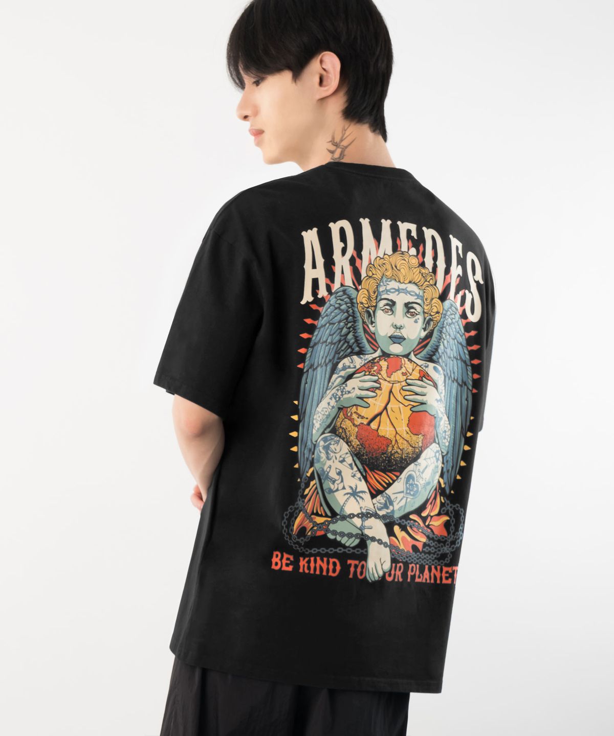 아르메데스(ARMEDES) 면 16수 오버핏 아트그래픽 반팔티셔츠 (1024)