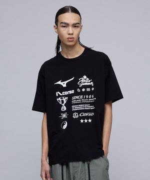 [일꼬르소X미즈노] 헤리티지 썸머 반팔 티셔츠 블랙 IETS5E703BK