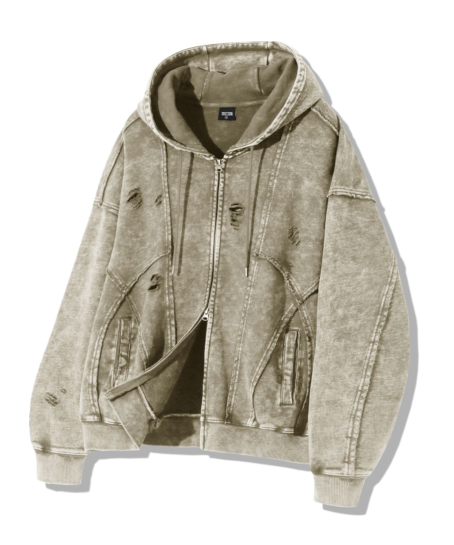 パーカー・フーディ TRILLION Overfit destroyed pigment hood zip up 5JH480 MUSINSA | TRILLION Overfit Destroyed Pigment Hooded Zip-Up