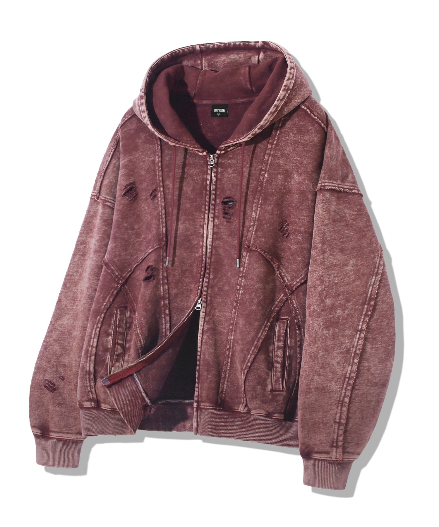 パーカー・フーディ TRILLION Overfit destroyed pigment hood zip up 5JH480 MUSINSA | TRILLION Overfit Destroyed Pigment Hooded Zip-Up