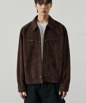 다이애그널 스웨이드 트러커 자켓 [브라운]