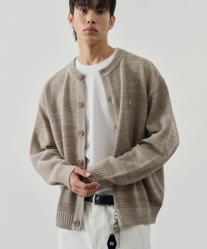 믹스드 크롭 니트 가디건 [오트밀]