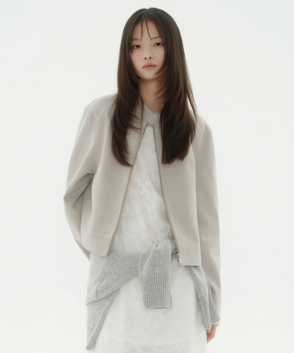 무신사 스탠다드 우먼(MUSINSA STANDARD WOMAN) 우먼즈 신세틱 스웨이드 레이서 재킷 [머쉬룸]